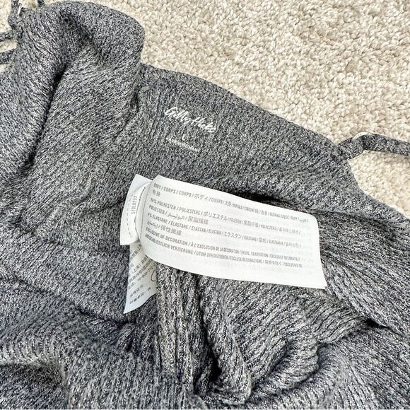 Gilly Hicks Cozy Lounge Jumpsuit Romper Knit Wide Leg Side Tie Heather Gray - Picture 7 of 11